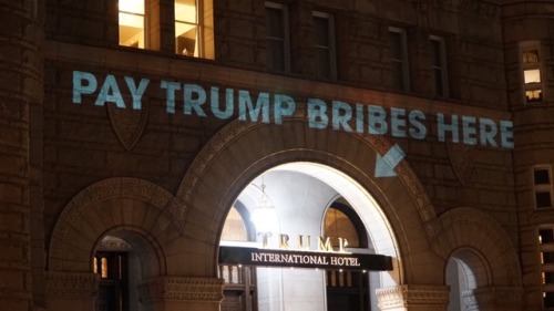 Someone decided to project this on Trump&rsquo;s hotel, seems fitting…