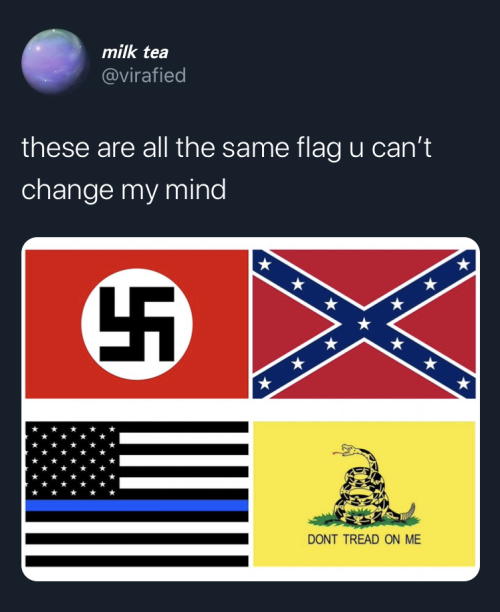 gingersofficial: orgengocni: dreadtosomerset: legacytwinb34: I see no lies here the Gadsden Flag doe