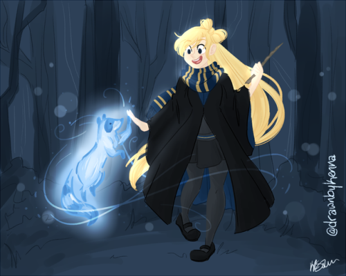 My bestie’s character as a Hogwarts student! Her patronus is a trash panda. :D