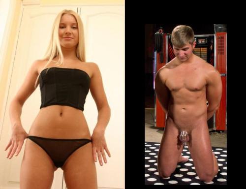 modern-white-marriage:   She rules, he obeys.  On the left trumpet female and right beaten cock