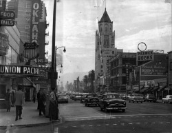 losangelespast:  Looking west down Hollywood