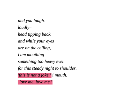 iboughtplumblossoms:facinaoris:Letters from Medea, Salma Deera. and you laugh.loudly–head tipp