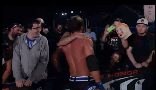 Porn Pics antapult:aj styles is kissed by a male fan