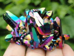 cosmicmoonlightx:  A mesmerizing Titanium Aura Quartz cluster by Earth Family Crystals on Etsy.  