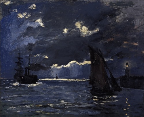 fleurdulys: A Seascape Shipping by Moonlight - Claude Monet 1864