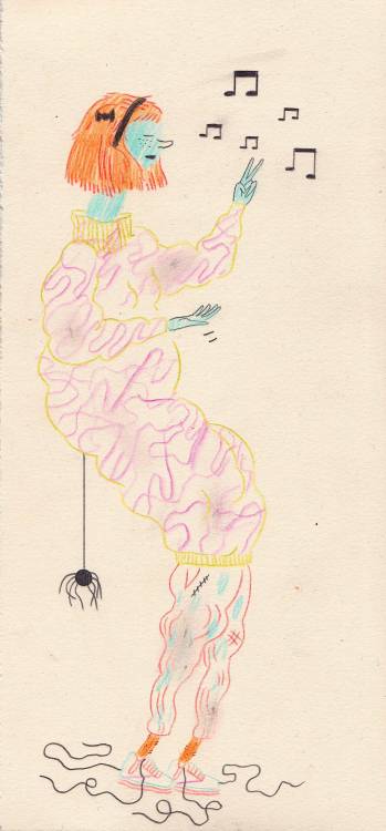 htmlflowers:  pretty cute drawing me and Simon did at our friend ghostpatrol’s studio last week-ish. 