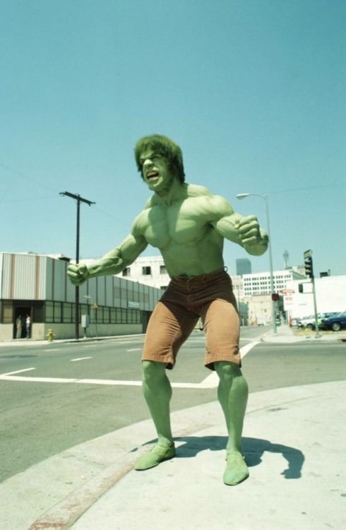 American actor and bodybuilder Lou Ferrigno as “The Incredible Hulk” (1970s)