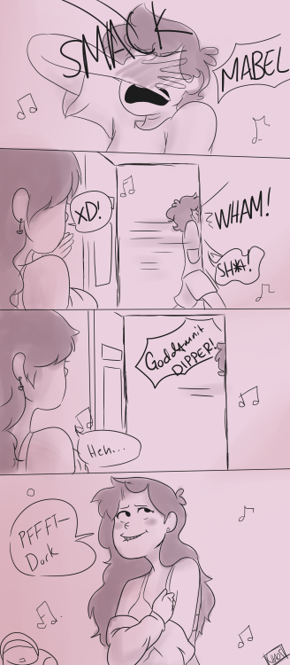 crazyhipsandotherships:  Dipper doesn’t know what to do when he walks in on his sister…For Pinesongs  awwwww cute haha