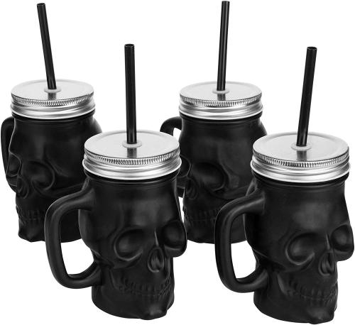 Matte Black Skull Drinking Jars - get them here☠️ Best Blog for dark fashion and lifestyle ☠️