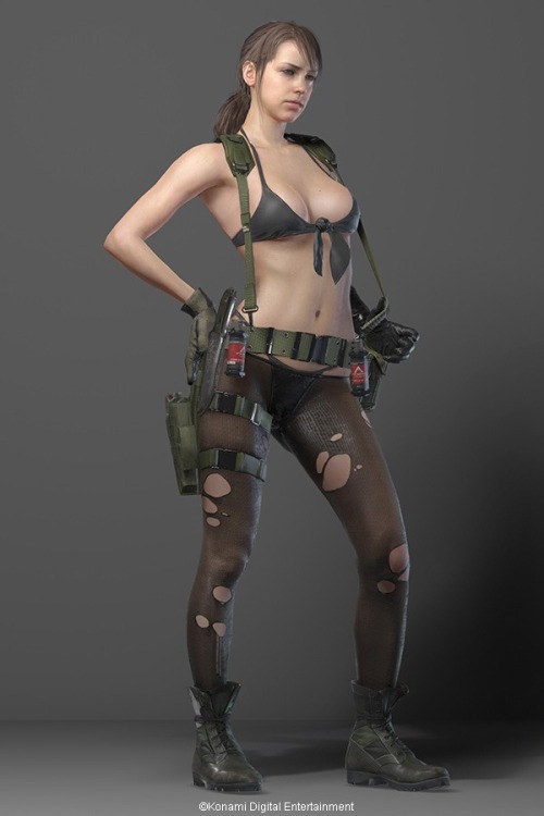 eschergirls:   karimezmaru submitted:      Quiet - Elite Sniper, Bikini Armor    So this is Quiet from Metal Gear Solid V: The Phantom Pain. I guess bikini tops, thongs, and stockings make great armor and camouflage in a desert warzone.  Maybe this is