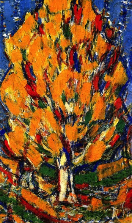 huariqueje:   Tree in Autumn - Christian Rohlfs  1917 German  1849-1938 Tempera on canvas
