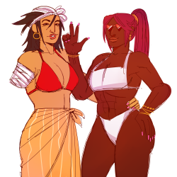 yurietc: a pair of lesbians going to the beach 💦🏄🍹 