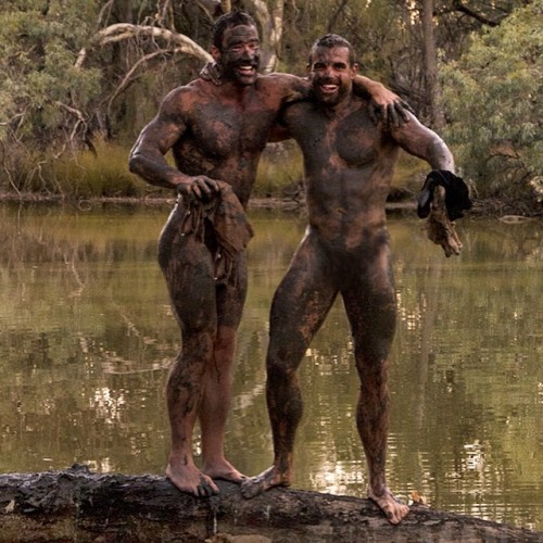 czarny1:  Andrew and Rob; a candid moment on the river during a shoot this week ( censored here of course) @rgod09 #mudpack #camaraderie #outbackmen #scruff #savages #physiquemodels #beautifulmen #malenudeart #portraiture #paulfreeman 