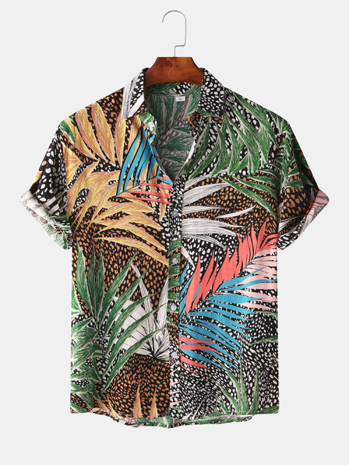 colorfultimetravelbeard:Mens Sunflower Oil Painting Floral Print Short Sleeve ShirtsCheck out HEREGe