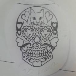 Got A Stencil Ready For A Hearts Cats Day O The Dead Skull. Cats Faeva. #Art #Drawing