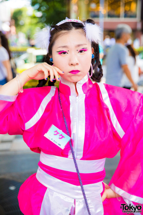 Keke Hisatsune and K. Enishi Asahi wearing colorful Japanese fashion from Boutique Takenoko on the s