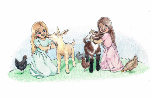 ladylore97:Commission I did for my aunt of my twin cousins and their pet goats