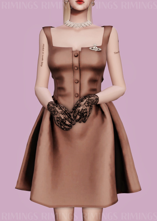  [RIMINGS] Vivienne Westwood Brooch & Ruffle Dress - DRESS- NEW MESH- ALL LODS- NORMAL MAP- 20 S