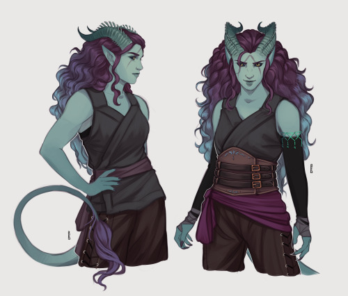 A little collection of sketches I’ve done over the last few months of my Tiefling Barbarian Riza! I 