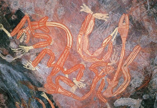 nobrashfestivity:  Rock painting,  Aboriginal Rock Art of Kakadu National Park by David Welch, Big Country Picture Company, Darwin, 1982via astoppingoffplace