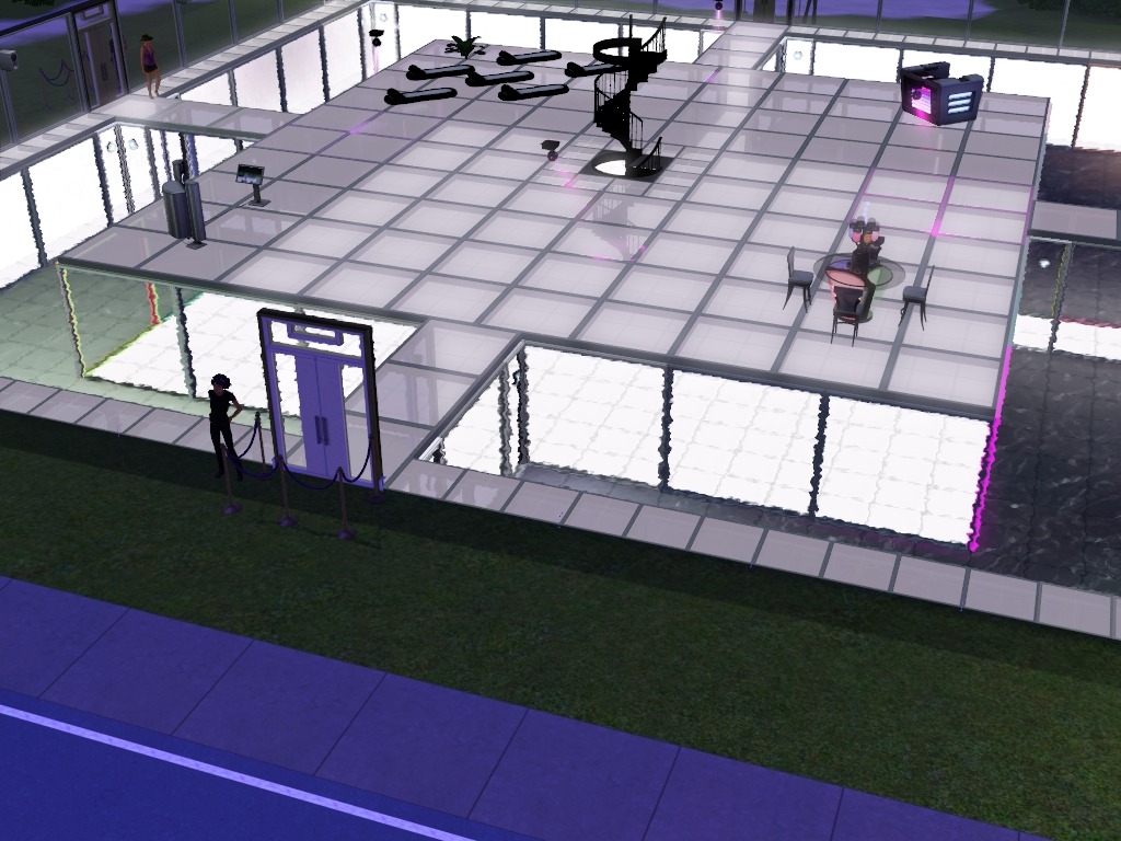 I built a futuristic rainbow rave club! it has see-through glass floors and swimming