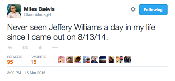 tashabilities:justice4mikebrown:March 15Jeffrey Williams has been arrested and charged