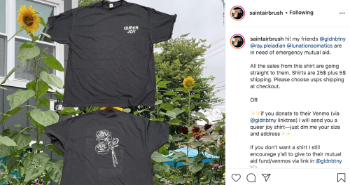 artist ariel baldwin/ saintairbrush, one of julien baker’s friends, is currently selling “queer joy”