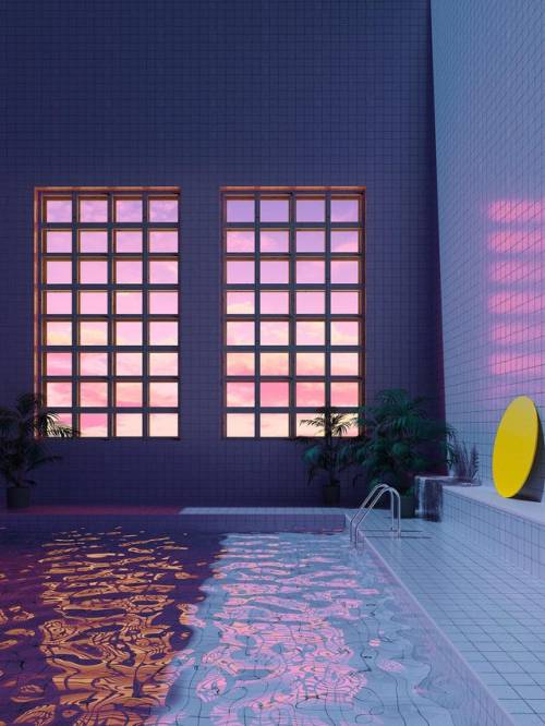 ‘POOL AFTER CLOSING’ by Anastasiya KraynyukVia: Reddit | vaporwavefashion.com