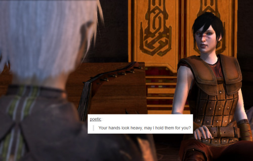 bubonickitten: Dragon Age 2 + text posts — Fenris/Hawke decided to do a fenhawke one. bc why n