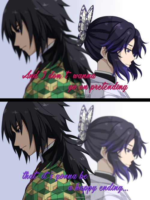 My first finished Demon Slayer fanart~ And it’s Giyu x Shinobu ♥ The lines are from the song, “To lo