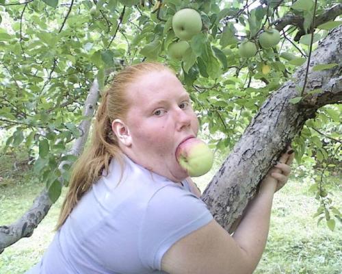 backdoorteenmom:  Eve takes the first bite of the forbidden fruit in the Garden on Eden 