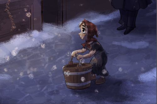 secretmellowblog: “At the moment when Cosette emerged, bucket in hand, melancholy and overcome as sh