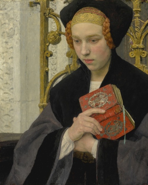 books0977:Reverie. Edgard Maxence (French, 1871-1954). Oil on panel.Reverie is an exceptional exampl