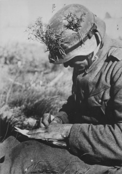 demdeutschenvolke:  Somewhere on the Eastern Front. A German Soldier writing a letter home. 
