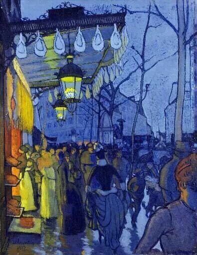 starrypm:  Vincent Van Gogh - Cafe Terrace at Night // Paul Gauguin - Avenue de Clichy