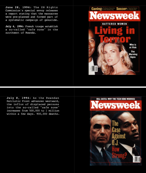 Alfredo Jaar: Newsweek covers as part of the ongoing Rwanda Projects (1994-1998)*This kind of direct