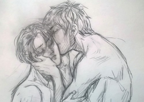 cissyswonderland:  I needed some affectionate ereri. Sorry for the shitty phone camera quality. 