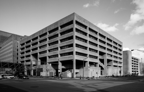 New in the database: the monolithic Bricker Federal Building with its cast-in-place concrete frame a