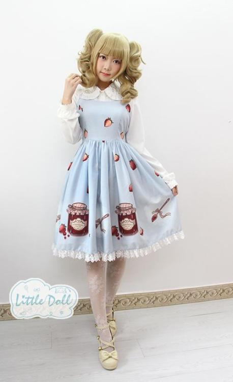 truth2teatold:Little Doll Strawberry Jam jumperskirt and skirt pre-order 