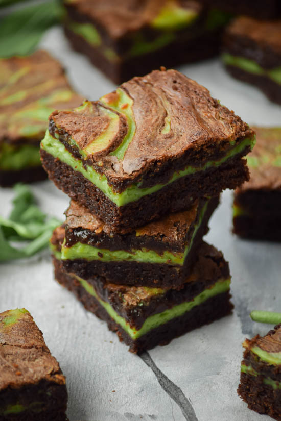 sweetoothgirl:  All-Natural Mint Chocolate Chip Cheesecake Swirl Brownies