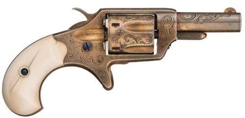 Engraved and gold plated Colt New Line pocket revolver with ivory grips, produced in 1875.from Rock 