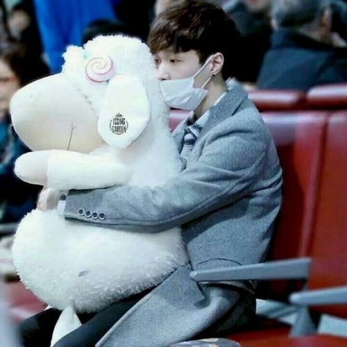 EXO with a soft toy…