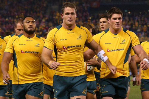 roscoe66: James Horwill of the Wallabies leads out the troops against the Lions Win or lose they wer
