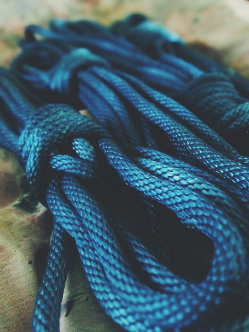 My Gentleman Caller got me the prettiest birthday present… the photos don’t really do it justice, the rope is this gorgeous teal-y green colour that looks like dragon scales. Haven’t done anything super complicated yet; I’m still just learning