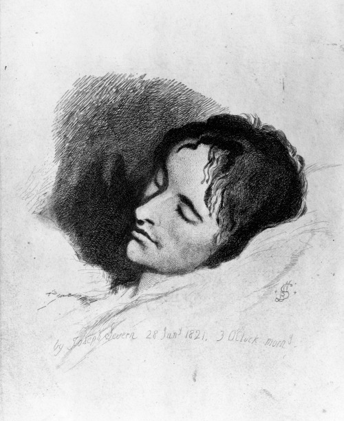 lesamis:John Keats on his deathbed, by Joseph Severn, who described the sketch as having been “drawn