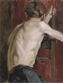Vladimir Feodorovitch Stozharov (Russian, 1926-1973), A man posing. Oil on canvas, 64 x 48 cm. 