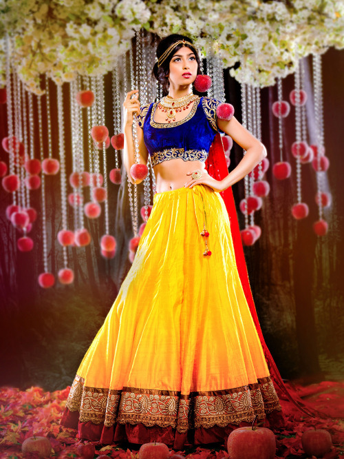 Disney princesses in Indian fashions by Amrit Grewal,  South Asian Bride Magazine1. Ariel2. Belle3. 