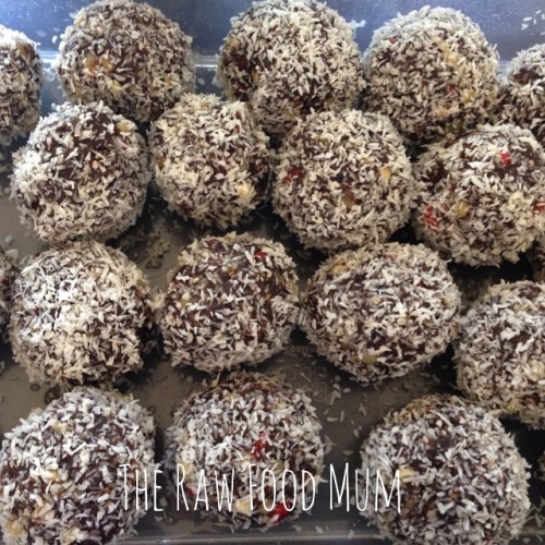 Raw Bliss balls made for the week ahead (in my dreams might last a few days he he) walnut, dates, organic apricots, goji berries, carob, coconut and coconut oil and a sprinkle of Camu Camu! Goodness in a bit full! What’s your favourite combination...