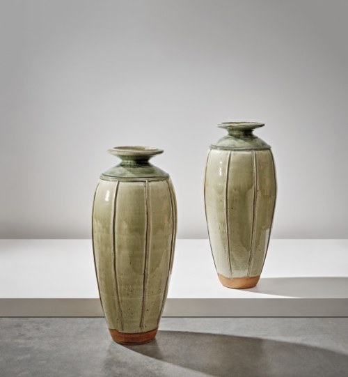 Pair of tall baluster vases by Richard Batterham, c. 1980