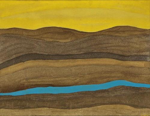 nobrashfestivity:Vincent Smith, Blue Nile, 1975Oil and sand on linen canvas. 711x914 mm; 28x36 